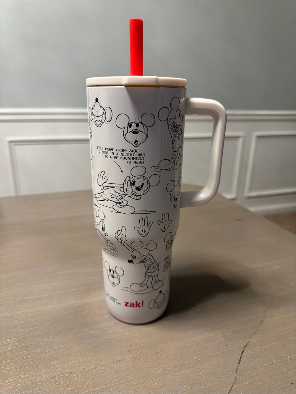 Mickey Mouse White Travel Tumbler with Red Straw NEVER BEEN USED 30oz
